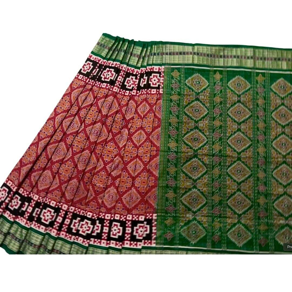 Handwoven Pure Cotton | Sambalpuri Saree - Red Colour - Taalapatra Vibes