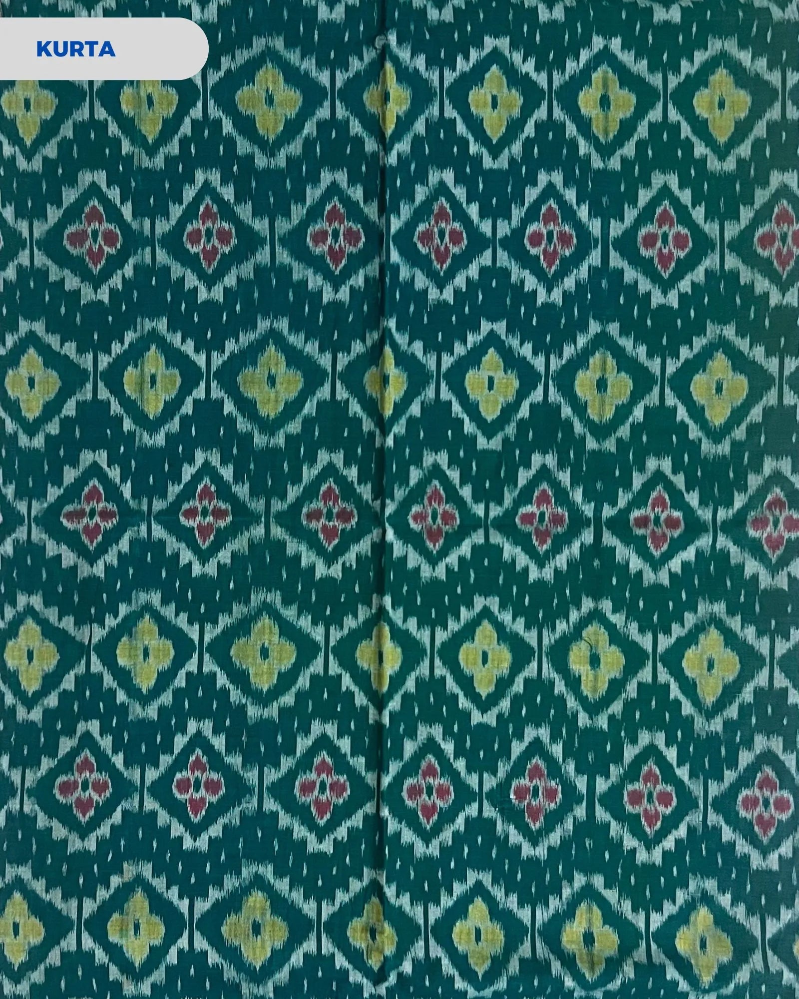 Sambalpuri Pure Cotton Dress Set (3 Pieces) - Red and Dark Green 