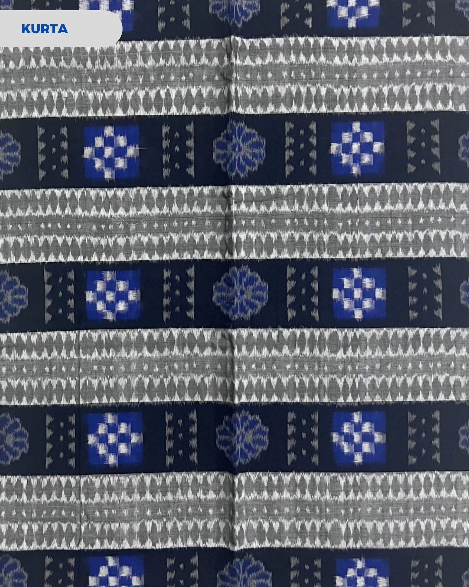 Sambalpuri Pure Cotton | Unstitched Dress Set (3 Pieces) - Black and Grey
