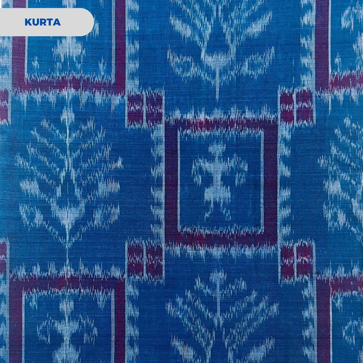 Sambalpuri Pure Cotton | Dress Set (3 Pieces) - Copper Sulphate and Black - Taalapatra