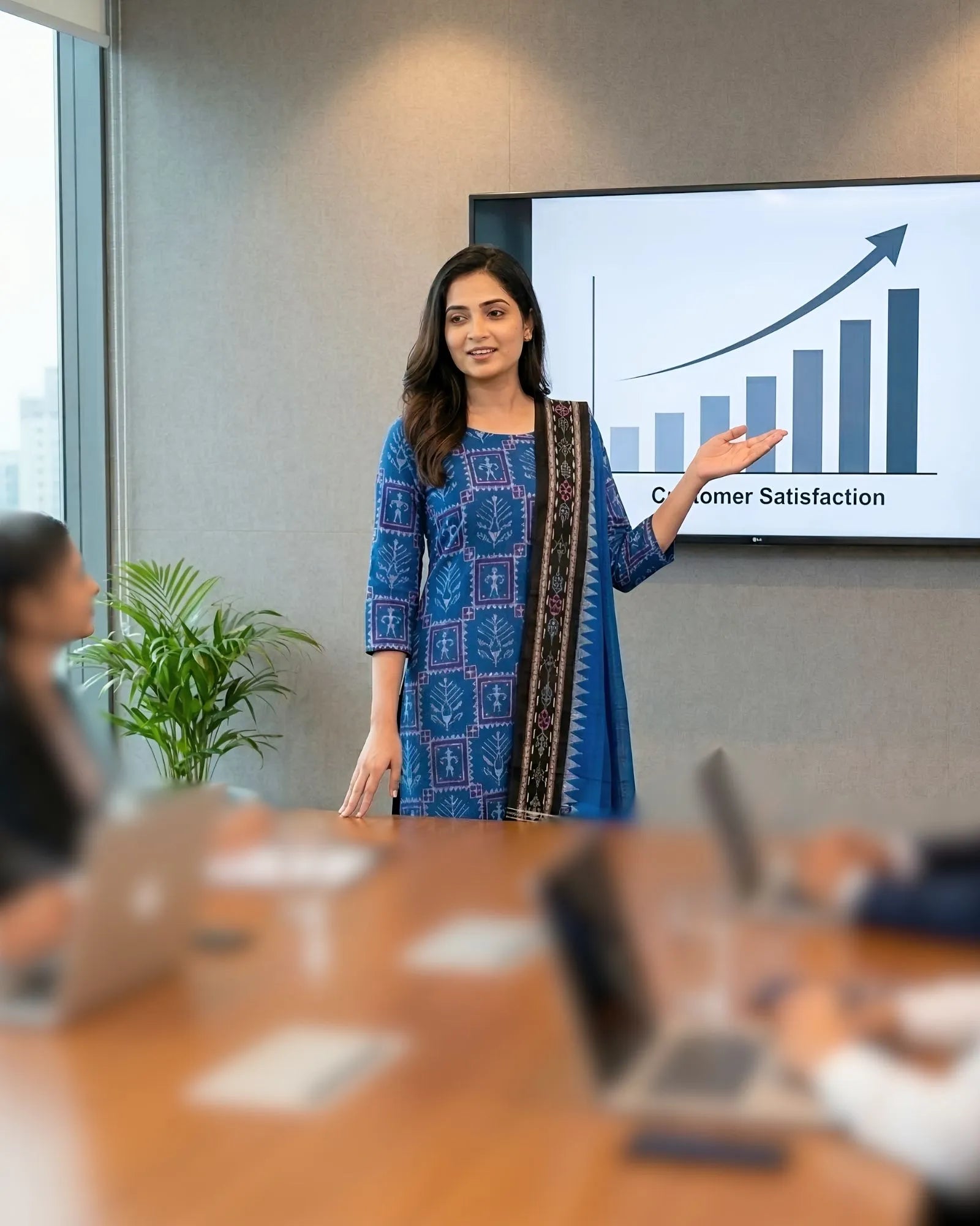 Sambalpuri Pure Cotton | Dress Set (3 Pieces) - Copper Sulphate and Black