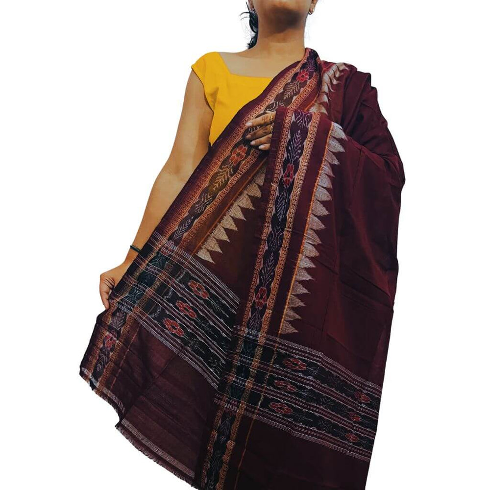 Sambalpuri Pure Cotton | Dress Set (3 Pieces) - Maroon and Multicolour Mix Art - Taalapatra