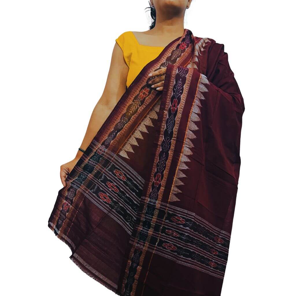 Sambalpuri Pure Cotton | Dress Set (3 Pieces) - Maroon and Multicolour Mix Art - Taalapatra
