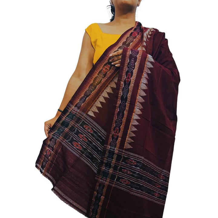 Sambalpuri Pure Cotton | Dress Set (3 Pieces) - Maroon and Multicolour Mix Art - Taalapatra