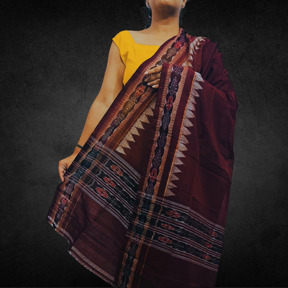 Sambalpuri Pure Cotton | Dress Set (3 Pieces) - Maroon and Multicolour Mix Art - Taalapatra