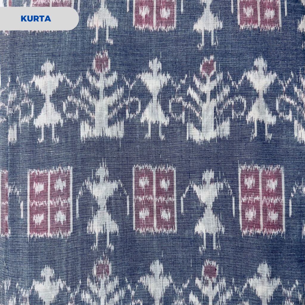 Sambalpuri Pure Cotton | Dress Set (3 Pieces) - Grey and Peach - Taalapatra