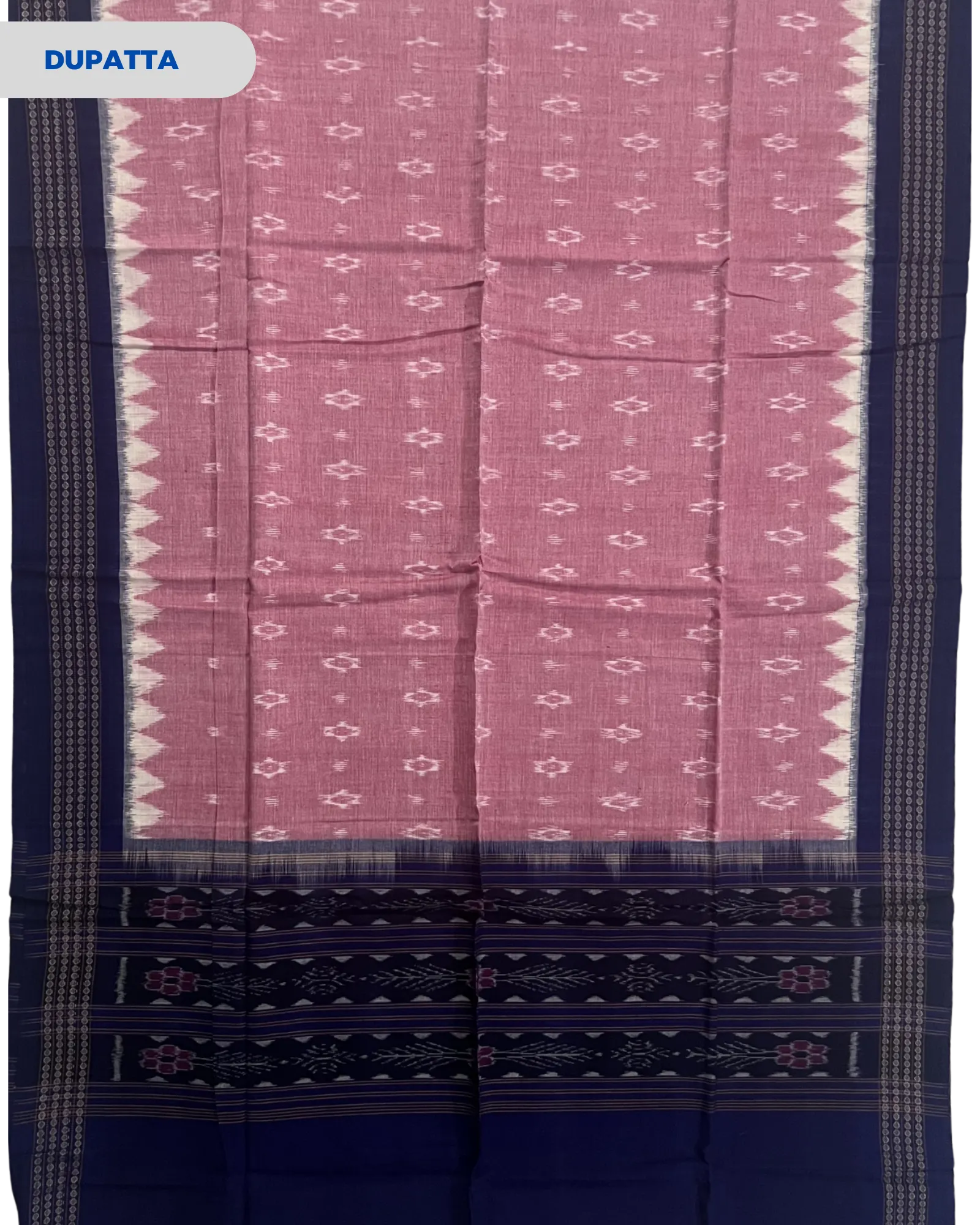 Sambalpuri Pure Cotton | Unstitched Dress Set (3 Pieces) - Grey and Peach