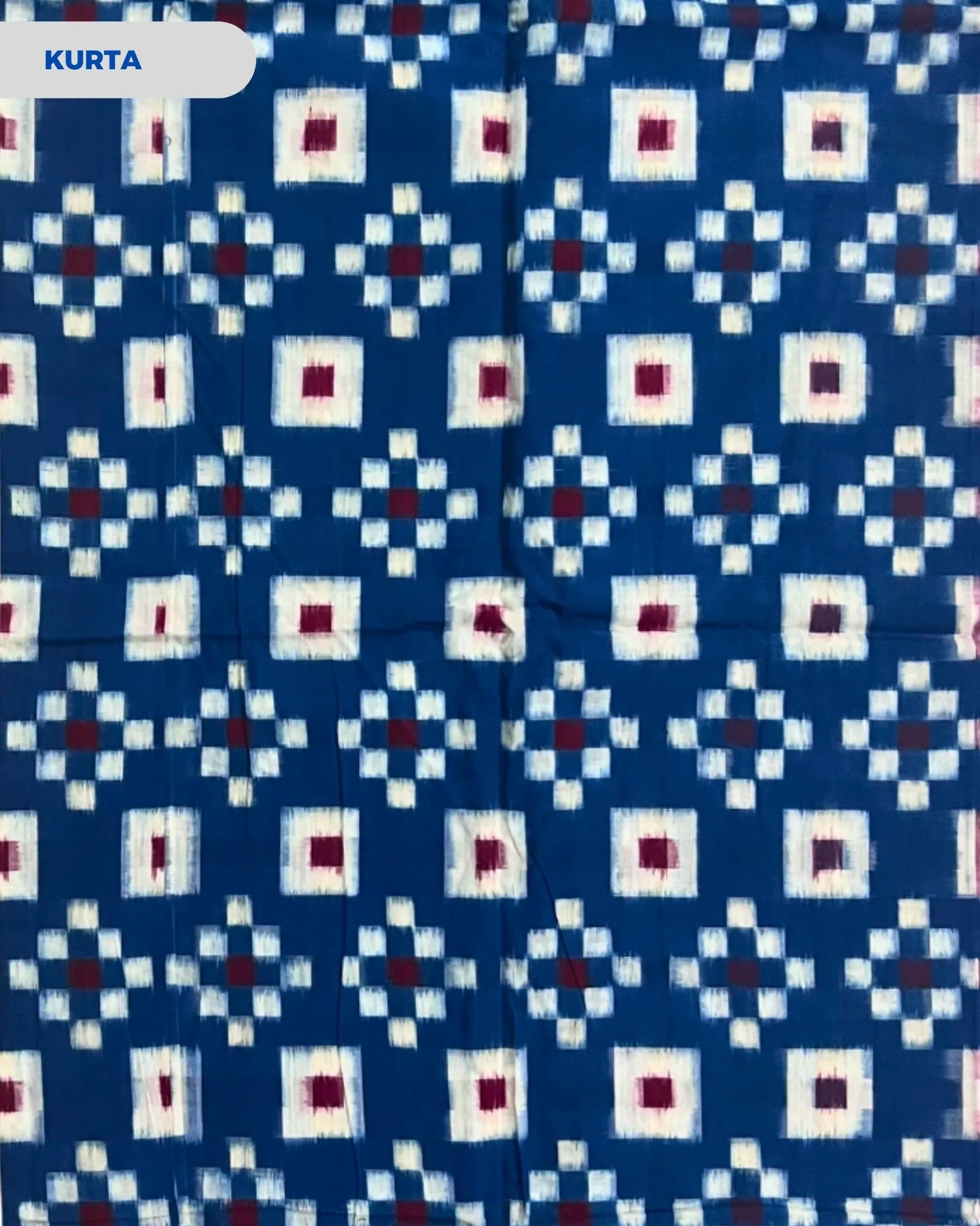 Sambalpuri Pure Cotton | Unstitched Dress Set (3 Pieces) - Copper Sulphate Blue and White