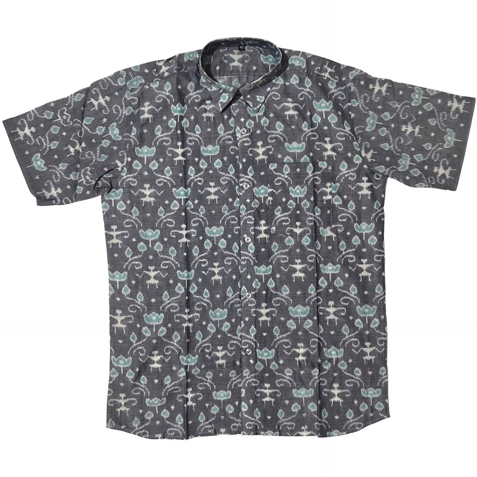 Handwoven Sambalpuri Cotton Men's Half Sleeve Shirt | Grey Colour with Floral Design