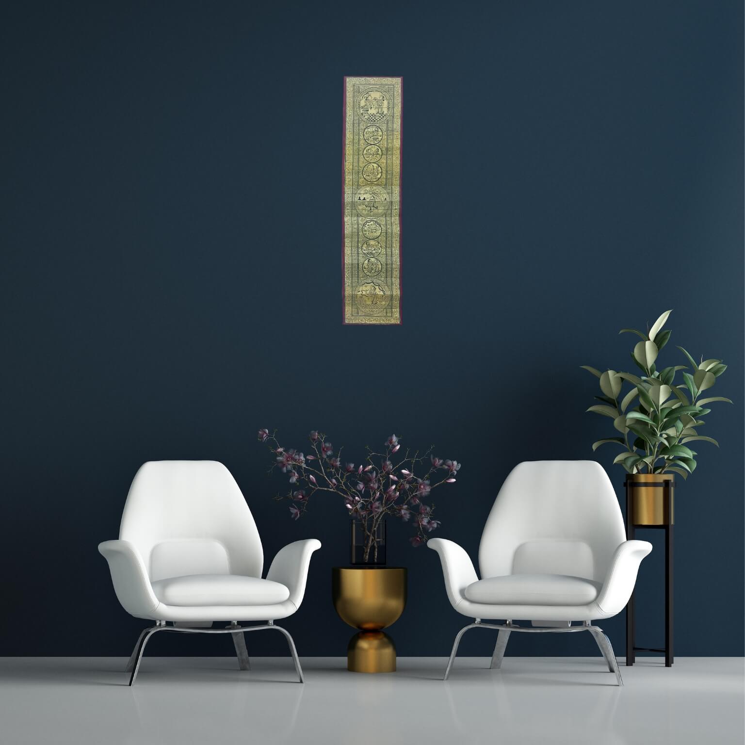 Palm Leaf Engraved Painting | Shree Krishna Birth Story - Pattachitra Wall Hanging (Monochrome) - UNFRAMED - Taalapatra Vibes