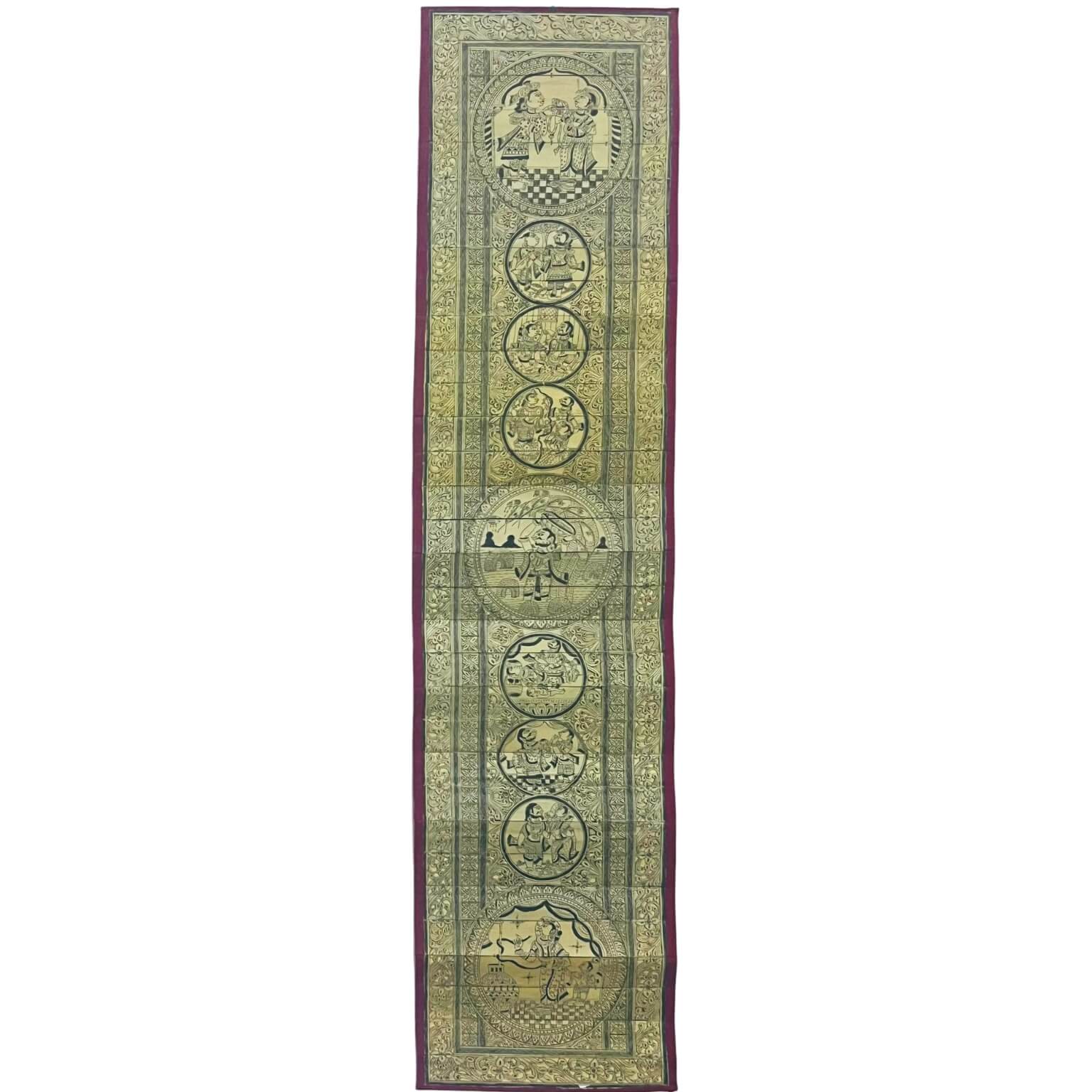 Palm Leaf Engraved Painting | Shree Krishna Birth Story - Pattachitra Wall Hanging (Monochrome) - UNFRAMED - Taalapatra Vibes