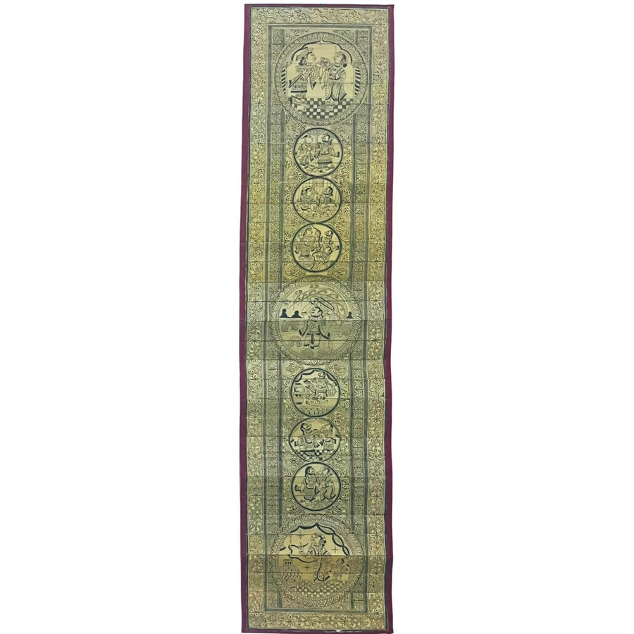 Palm Leaf Engraved Painting | Shree Krishna Birth Story - Pattachitra Wall Hanging (Monochrome) - UNFRAMED - Taalapatra