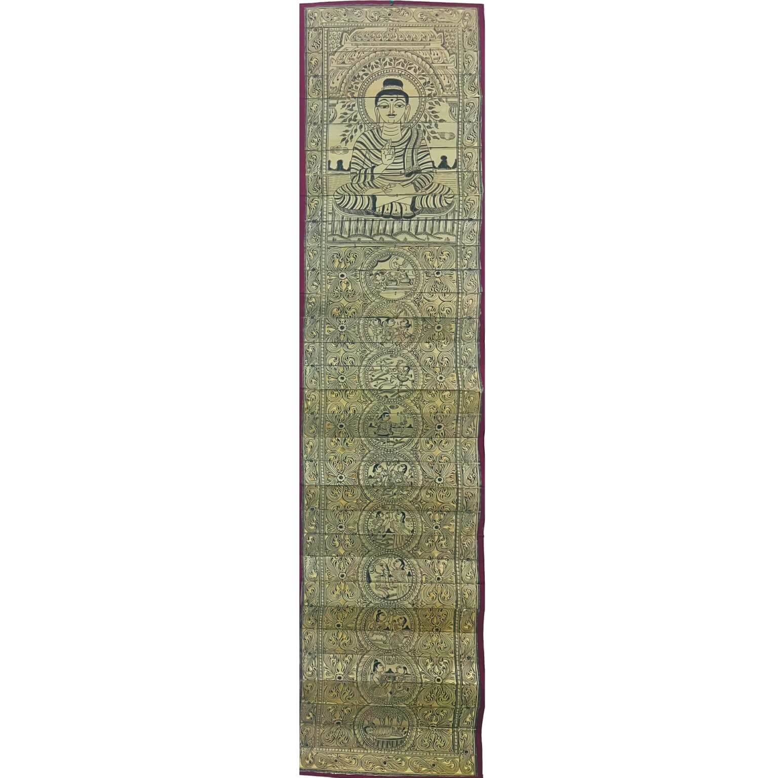 Palm Leaf Engraved Painting | Lord Buddha's Life - Pattachitra Wall Hanging (Monochrome) - UNFRAMED - Taalapatra Vibes