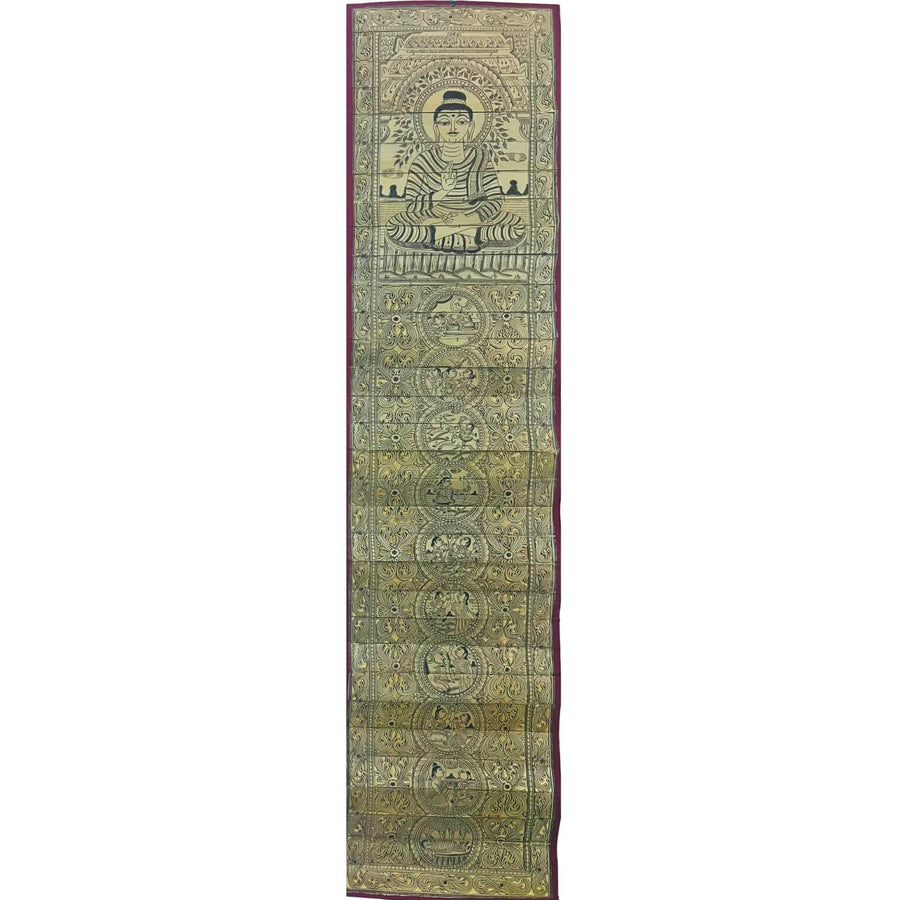 Palm Leaf Engraved Painting | Lord Buddha's Life - Pattachitra Wall Hanging (Monochrome) - UNFRAMED - Taalapatra