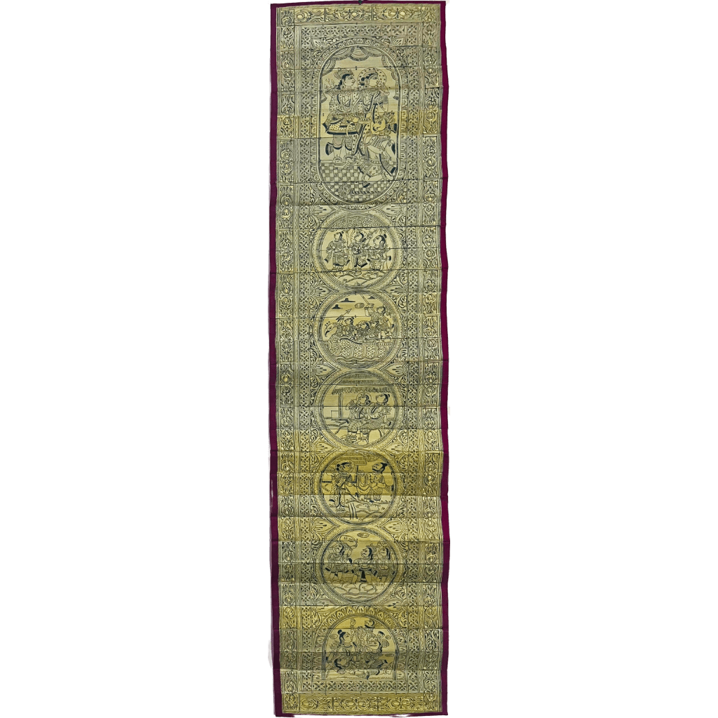 Palm Leaf Engraved Painting | Ramayana Events - Pattachitra Wall Hanging (Monochrome) - UNFRAMED - Taalapatra