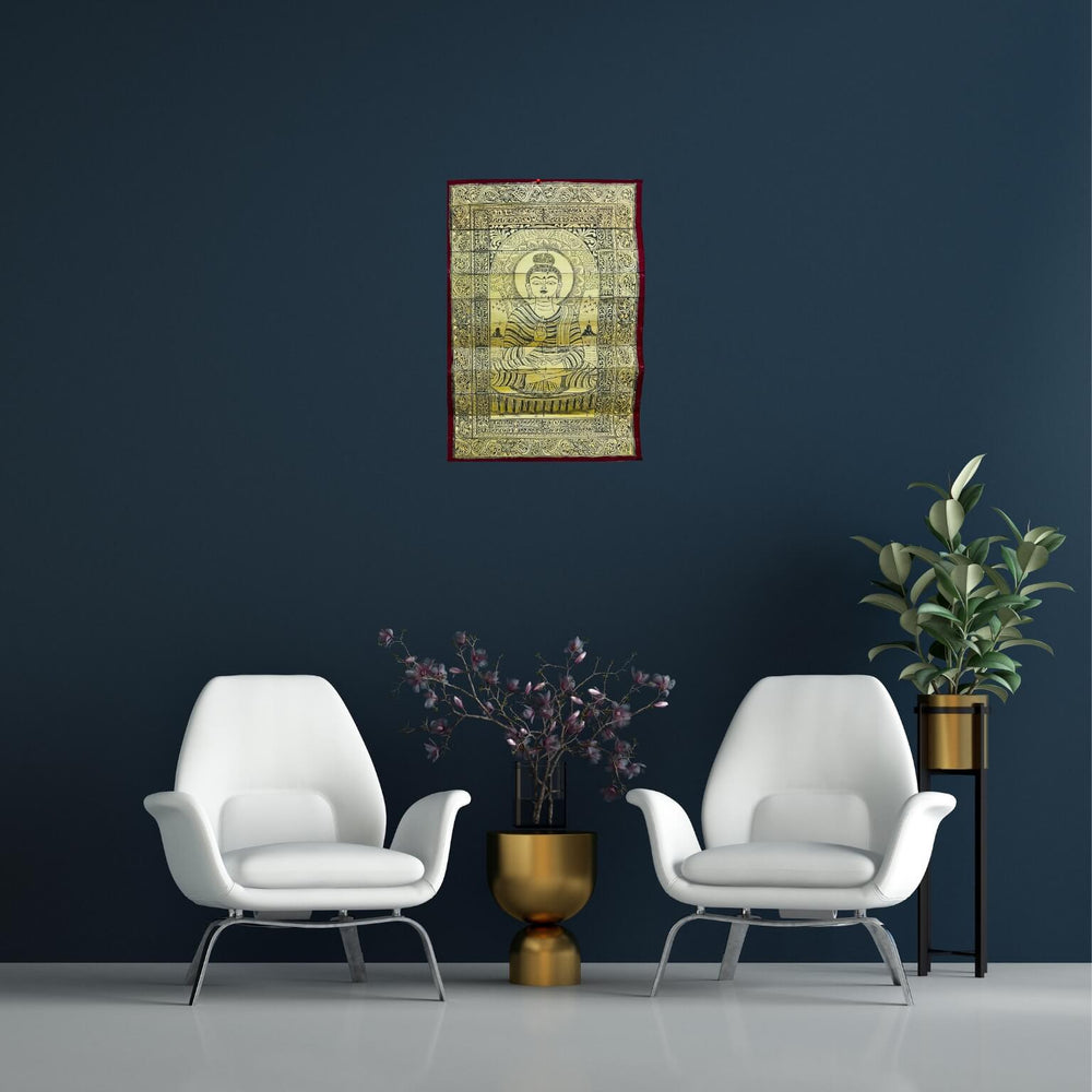Palm Leaf Engraved Painting | Lord Buddha - Pattachitra Wall Hanging 1 (Monochrome) - UNFRAMED - Taalapatra
