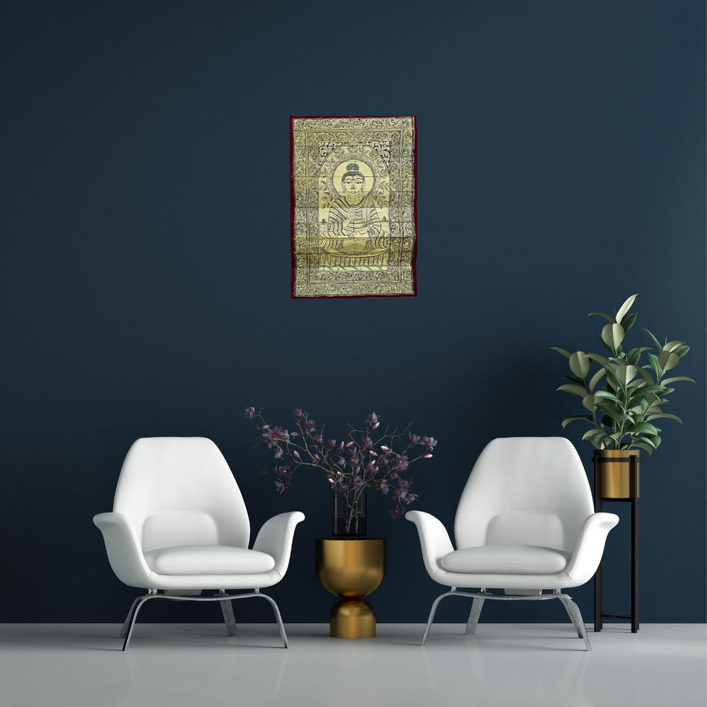 Palm Leaf Engraved Painting | Lord Buddha - Pattachitra Wall Hanging 2 (Monochrome) - UNFRAMED - Taalapatra