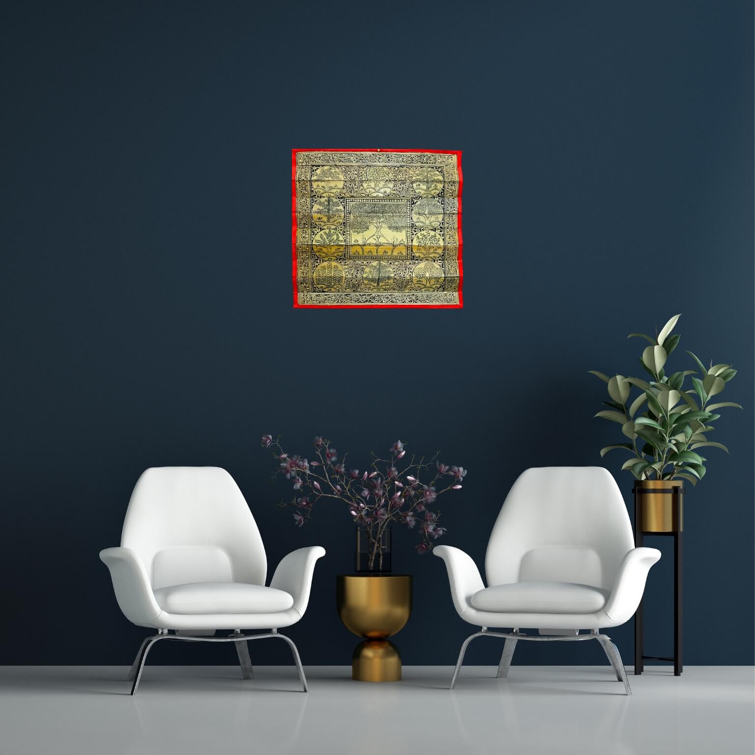 Palm Leaf Engraved Painting | Tree of Life - Pattachitra Wall Hanging 1 (Monochrome) - UNFRAMED - Taalapatra Vibes