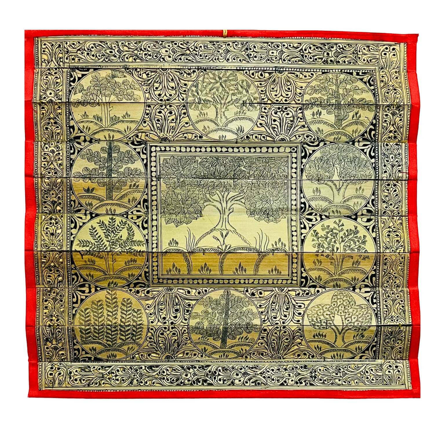 Palm Leaf Engraved Painting | Tree of Life - Pattachitra Wall Hanging 1 (Monochrome) - UNFRAMED - Taalapatra Vibes