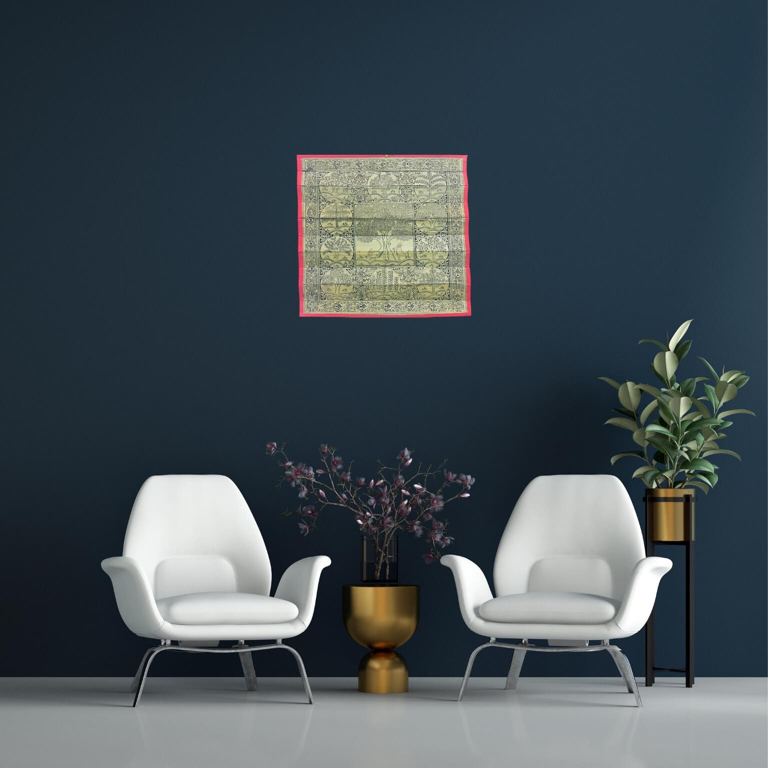 Palm Leaf Engraved Painting | Tree of Life - Pattachitra Wall Hanging 2 (Monochrome) - UNFRAMED - Taalapatra Vibes