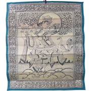 Palm Leaf Engraved Painting | Radha Krishna Pond Side - Pattachitra Wall Hanging - UNFRAMED