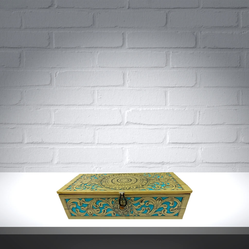 Palm Leaf Engraved Painting | Utility / Storage Box (Rectangular) - Taalapatra Vibes