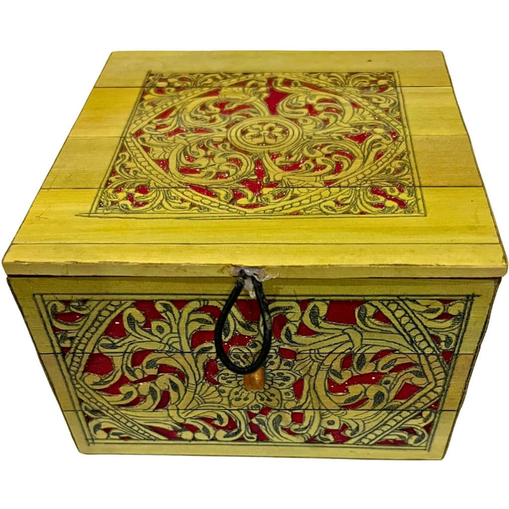 Palm Leaf Engraved Painting | Utility / Storage Box (Square) - Taalapatra
