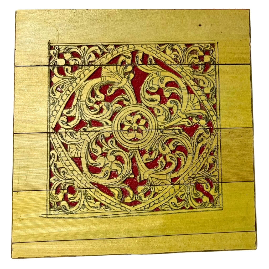 Palm Leaf Engraved Painting | Utility / Storage Box (Square) - Taalapatra