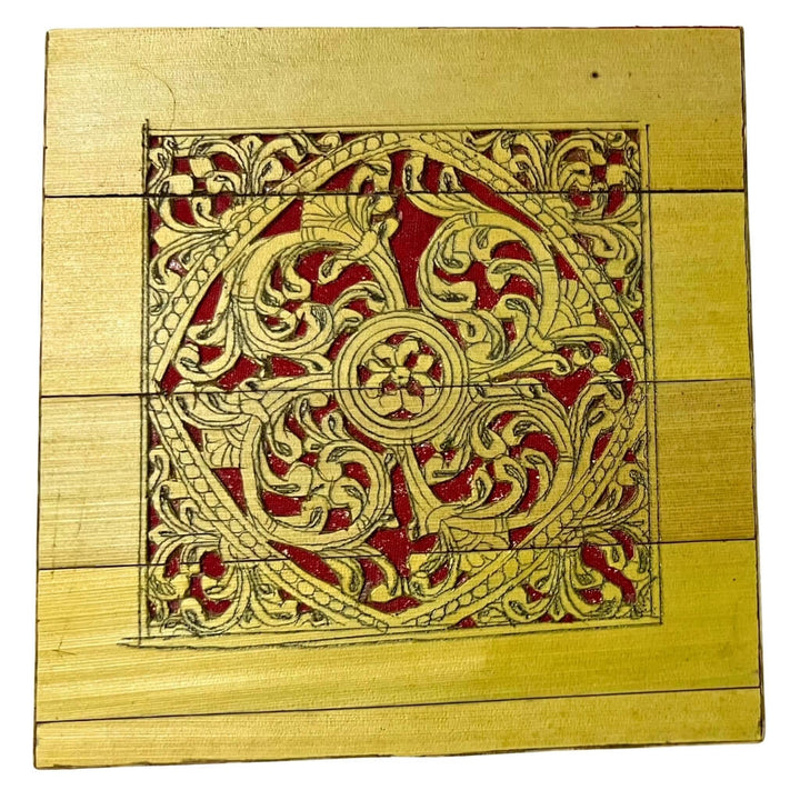Palm Leaf Engraved Painting | Utility / Storage Box (Square) - Taalapatra