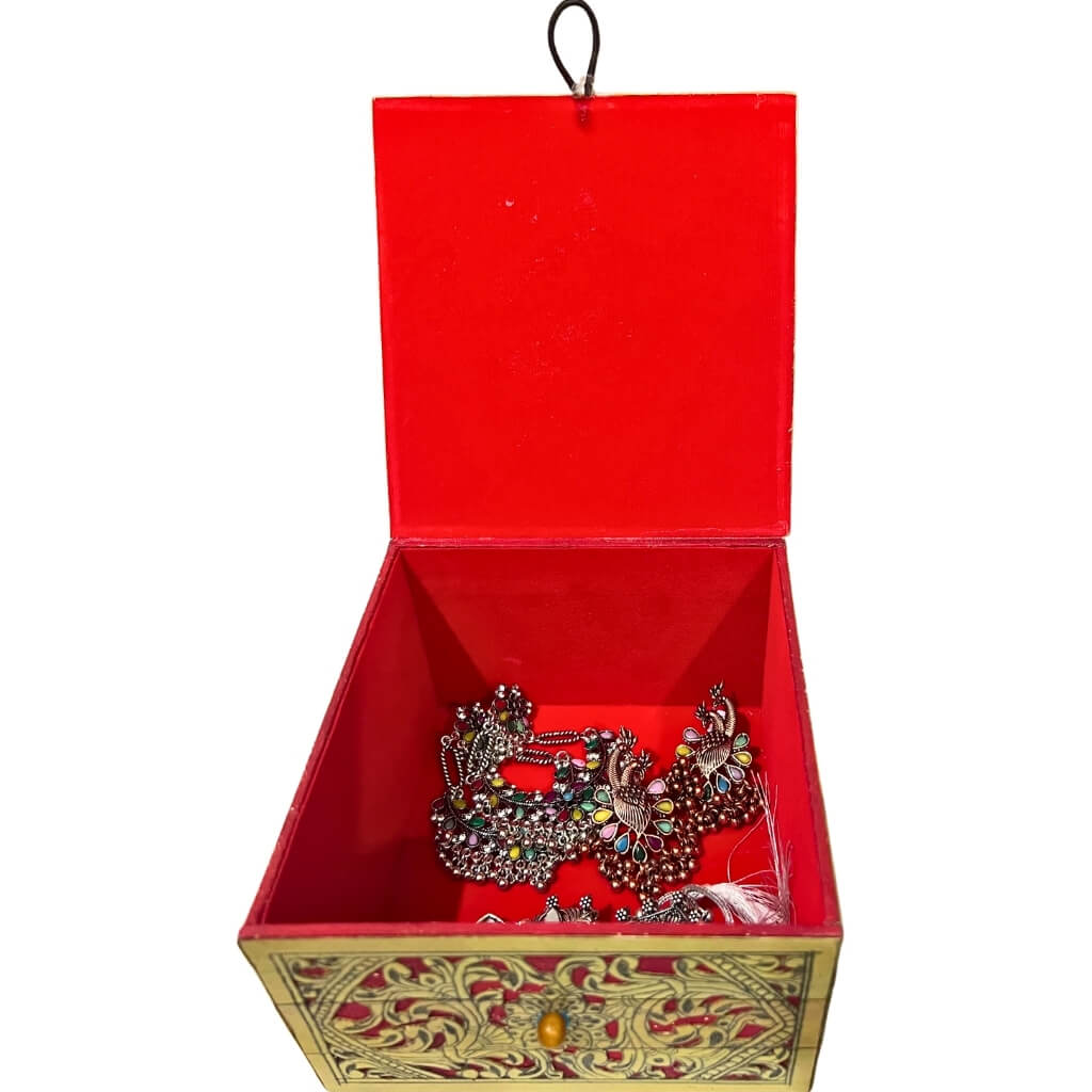 Palm Leaf Engraved Painting | Utility / Storage Box (Square) - Taalapatra Vibes