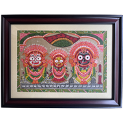 Pattachitra Painting | Suna Besha of Lord Balabhadra, Subhadra & Jagannath - FRAMED