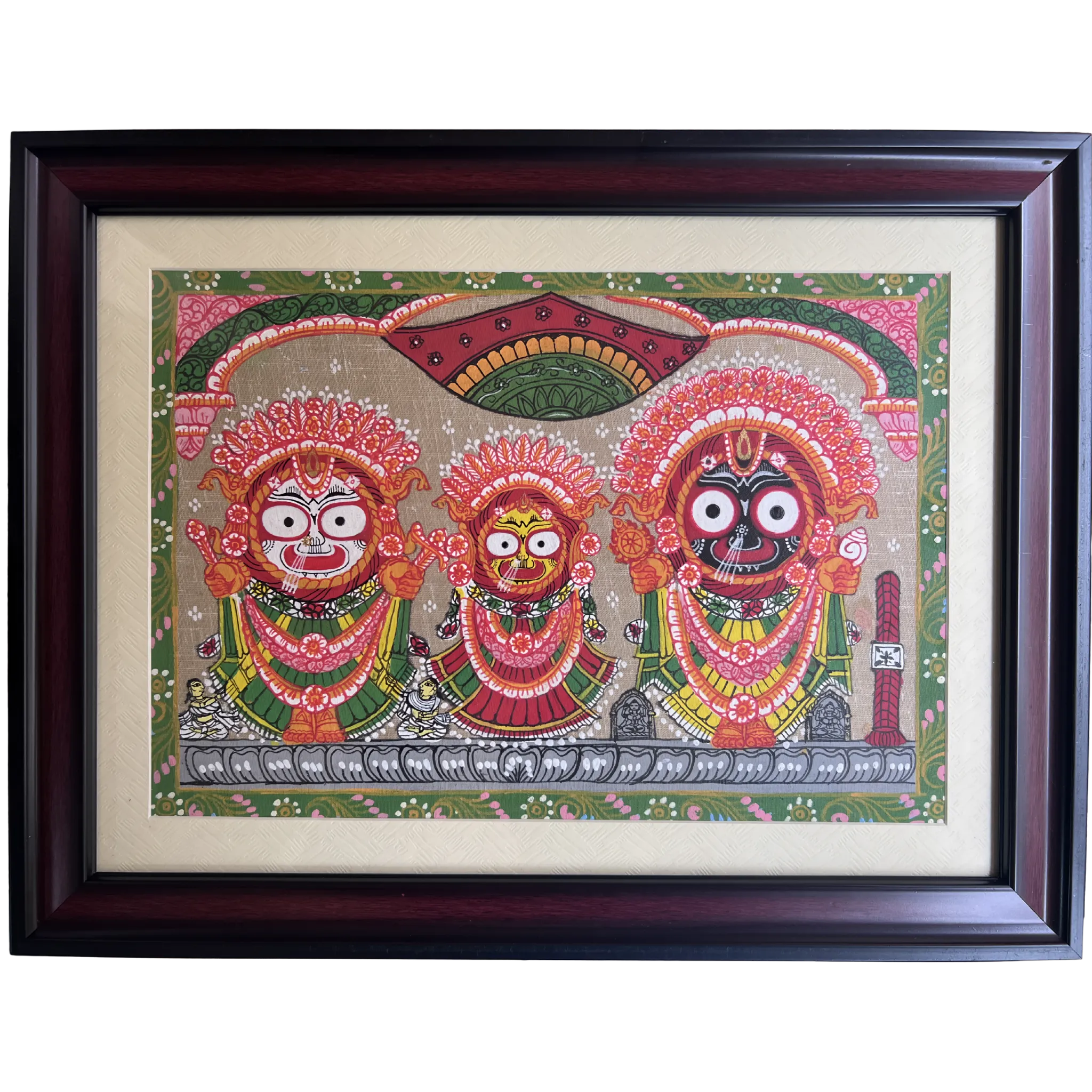 Pattachitra Painting | Suna Besha of Lord Balabhadra, Subhadra & Jagannath - FRAMED