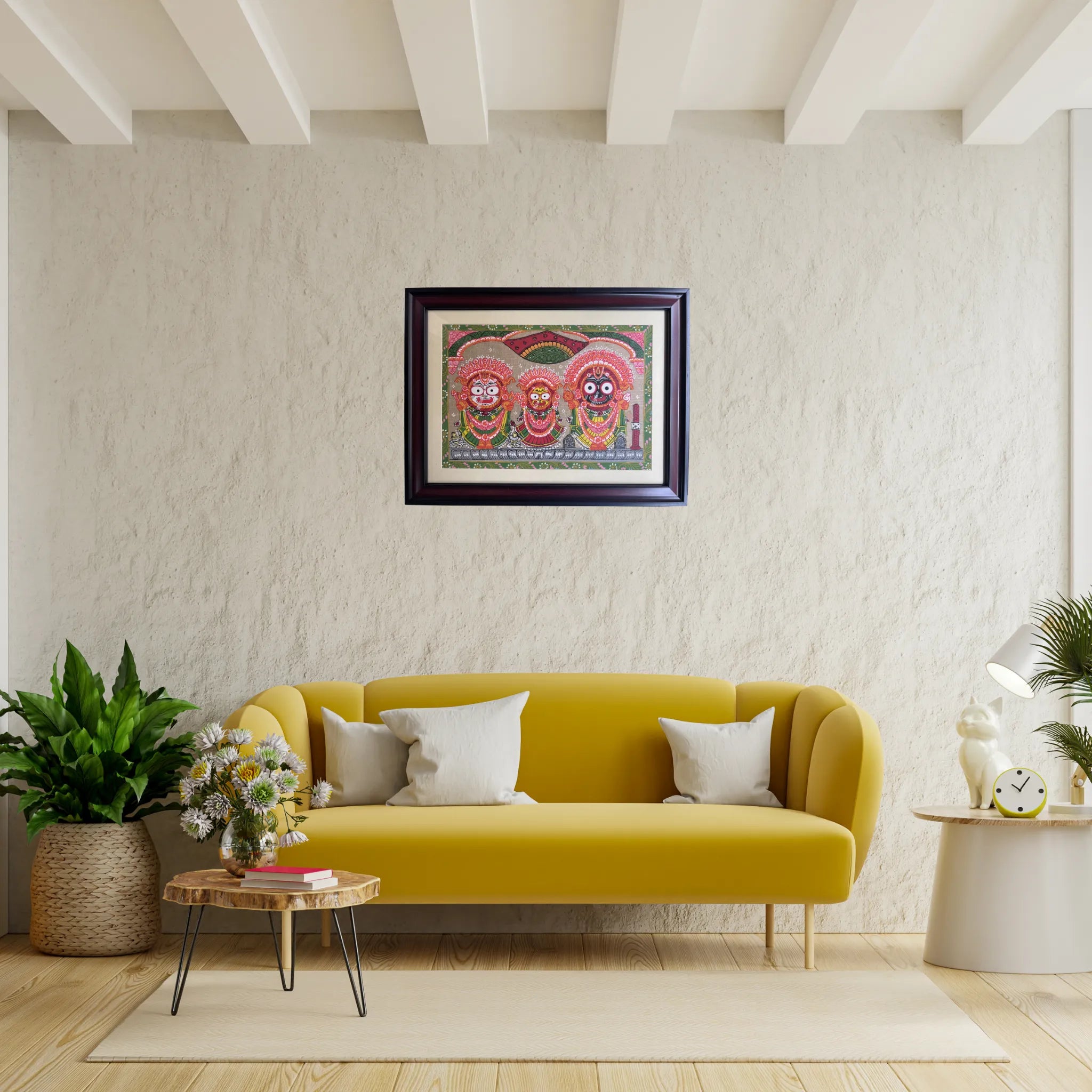 Pattachitra Painting | Suna Besha of Lord Balabhadra, Subhadra & Jagannath - FRAMED
