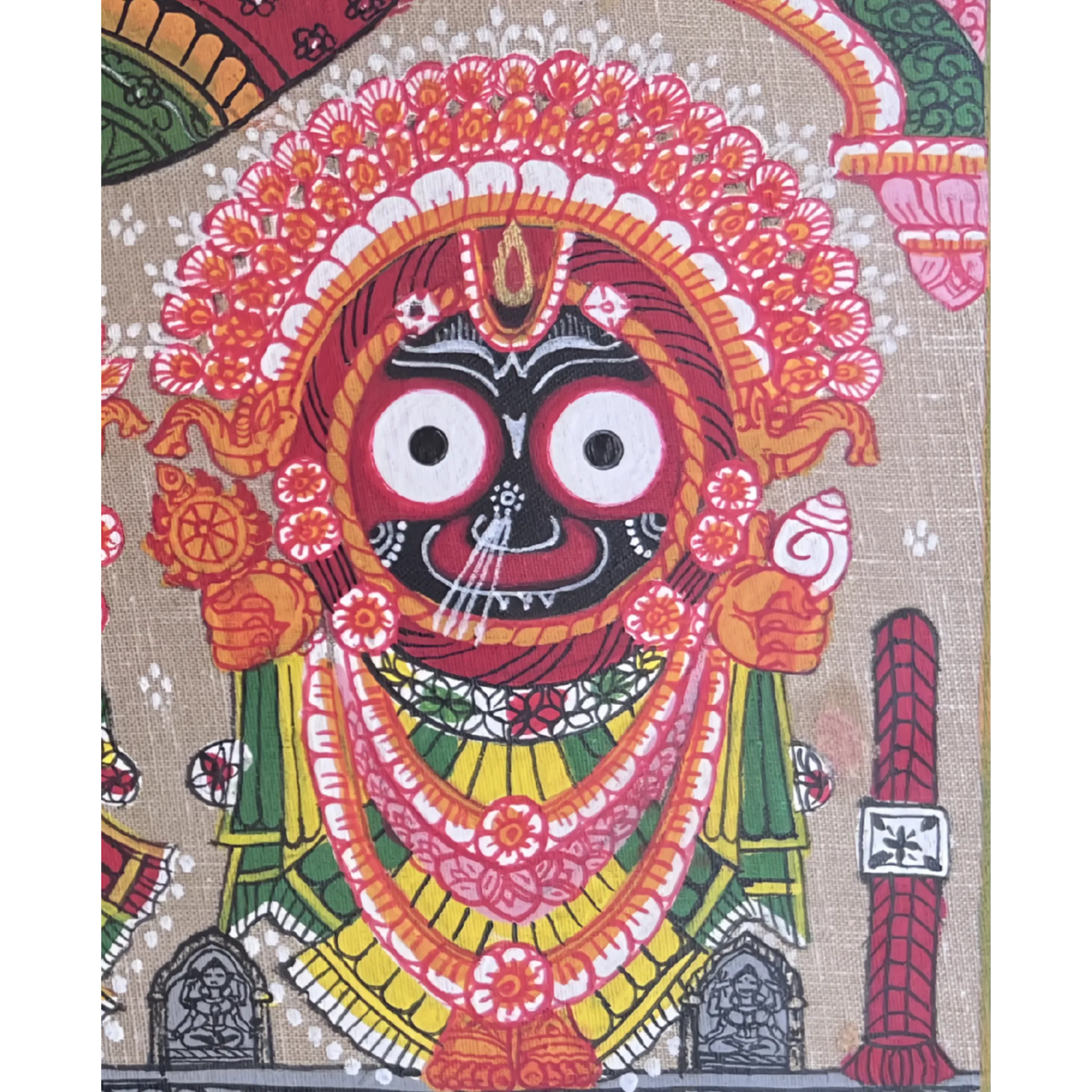 Pattachitra Painting | Suna Besha of Lord Balabhadra, Subhadra & Jagannath - FRAMED