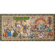 Pattachitra Painting | Mathura Vijay - Shri Krishna and Lord Balaram on Chariot - UNFRAMED - Taalapatra Vibes