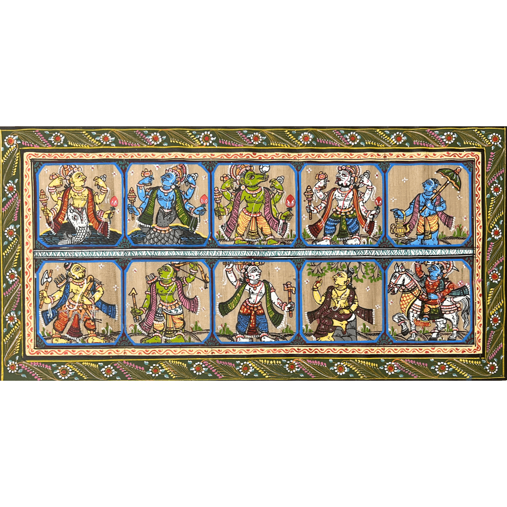 Pattachitra Painting | Shree Vishnu Dasavataar (Small Canvas) - UNFRAMED - Taalapatra Vibes