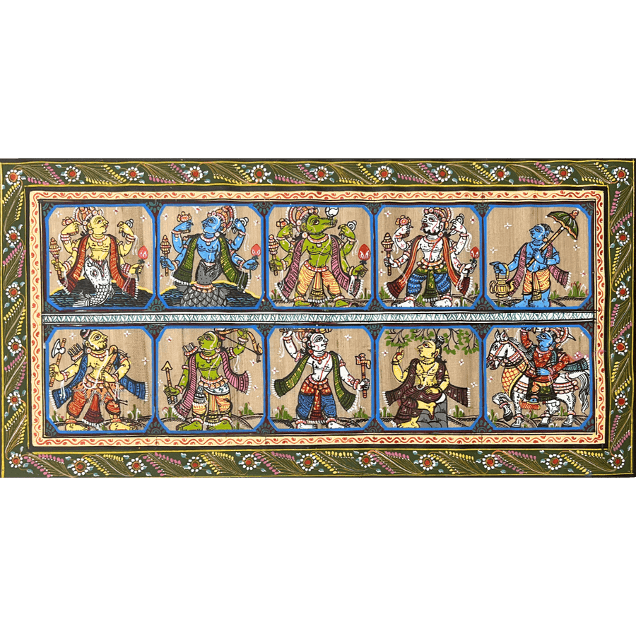 Pattachitra Painting | Shree Vishnu Dasavataar (Small Canvas) - UNFRAMED - Taalapatra