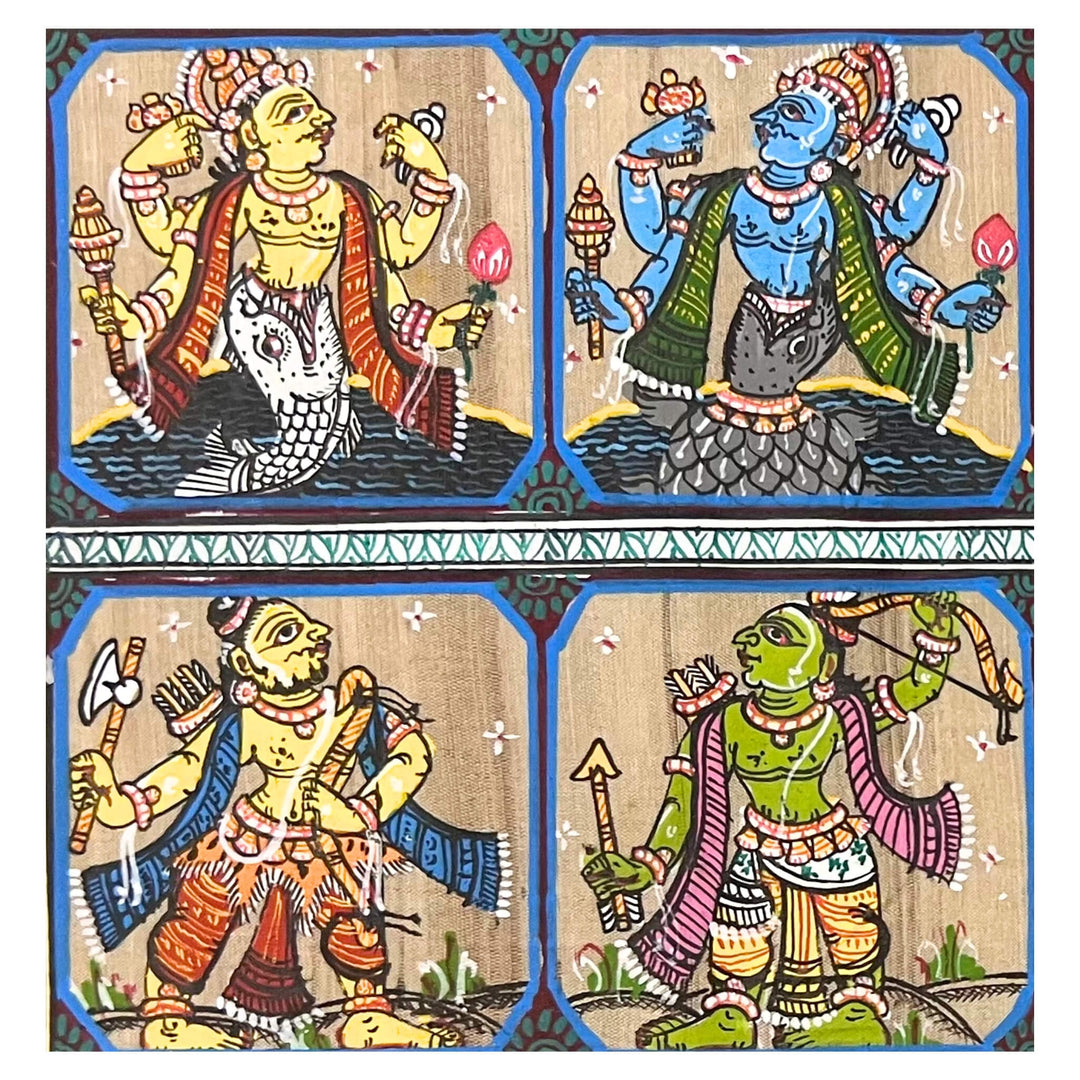 Pattachitra Painting | Shree Vishnu Dasavataar (Small Canvas) - UNFRAMED - Taalapatra