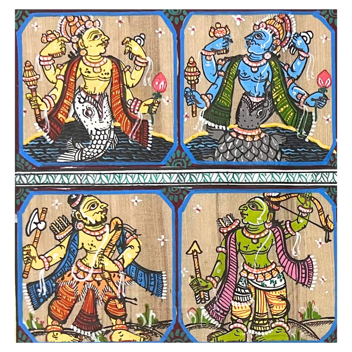 Pattachitra Painting | Shree Vishnu Dasavataar (Small Canvas) - UNFRAMED - Taalapatra