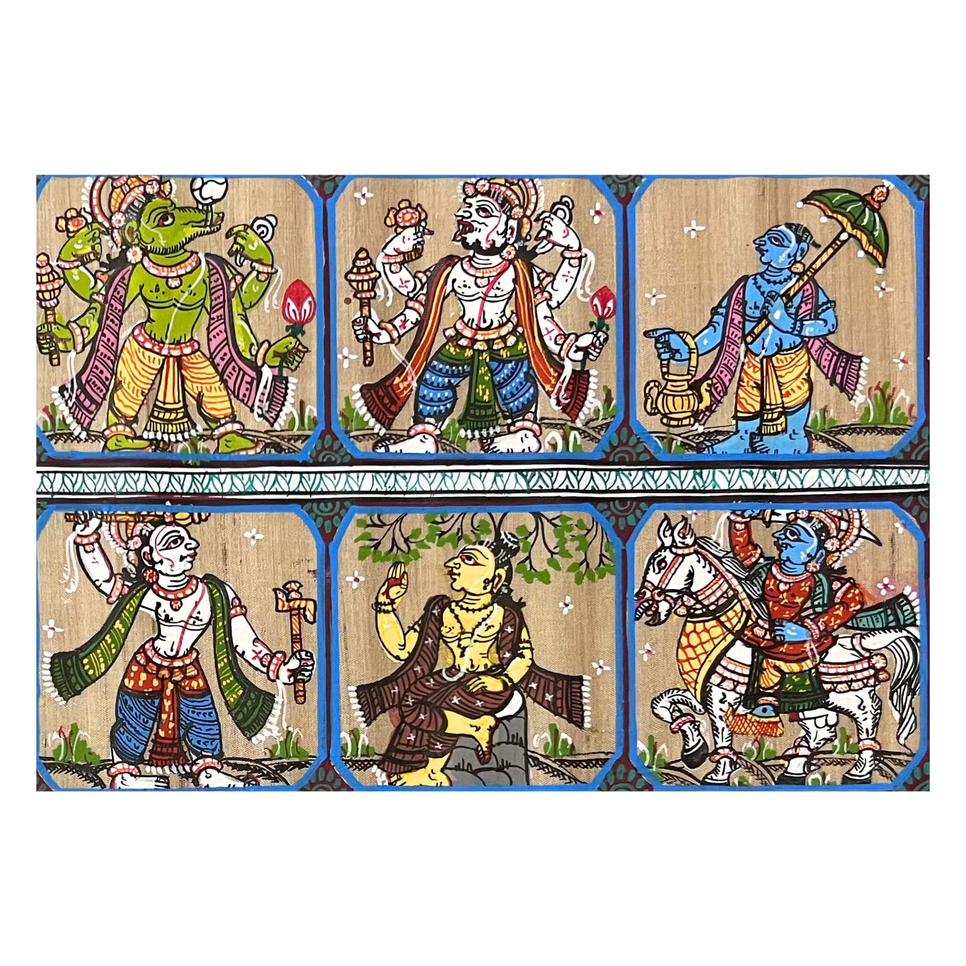 Pattachitra Painting | Shree Vishnu Dasavataar (Small Canvas) - UNFRAMED - Taalapatra Vibes