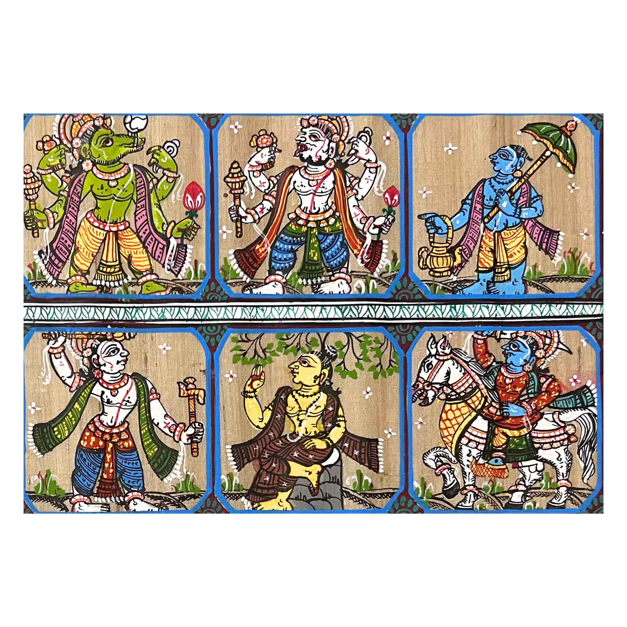 Pattachitra Painting | Shree Vishnu Dasavataar (Small Canvas) - UNFRAMED - Taalapatra Vibes