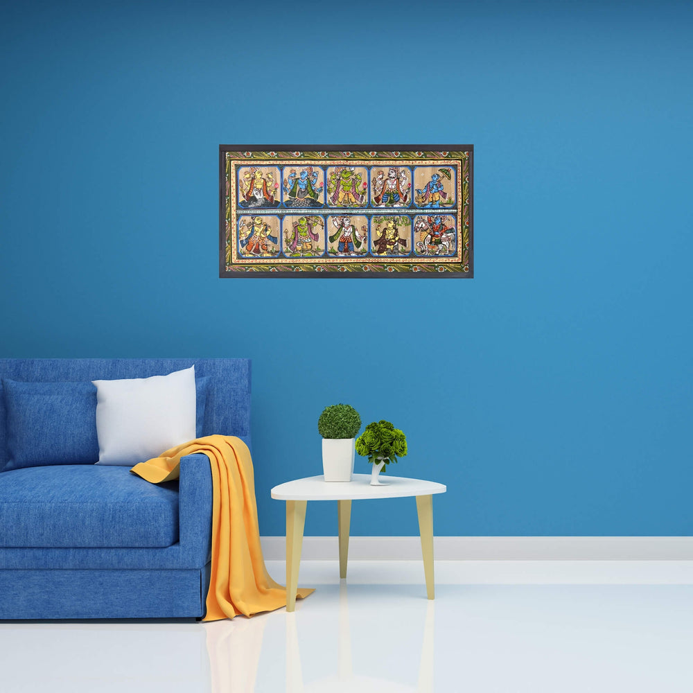 Pattachitra Painting | Shree Vishnu Dasavataar (Small Canvas) - UNFRAMED - Taalapatra