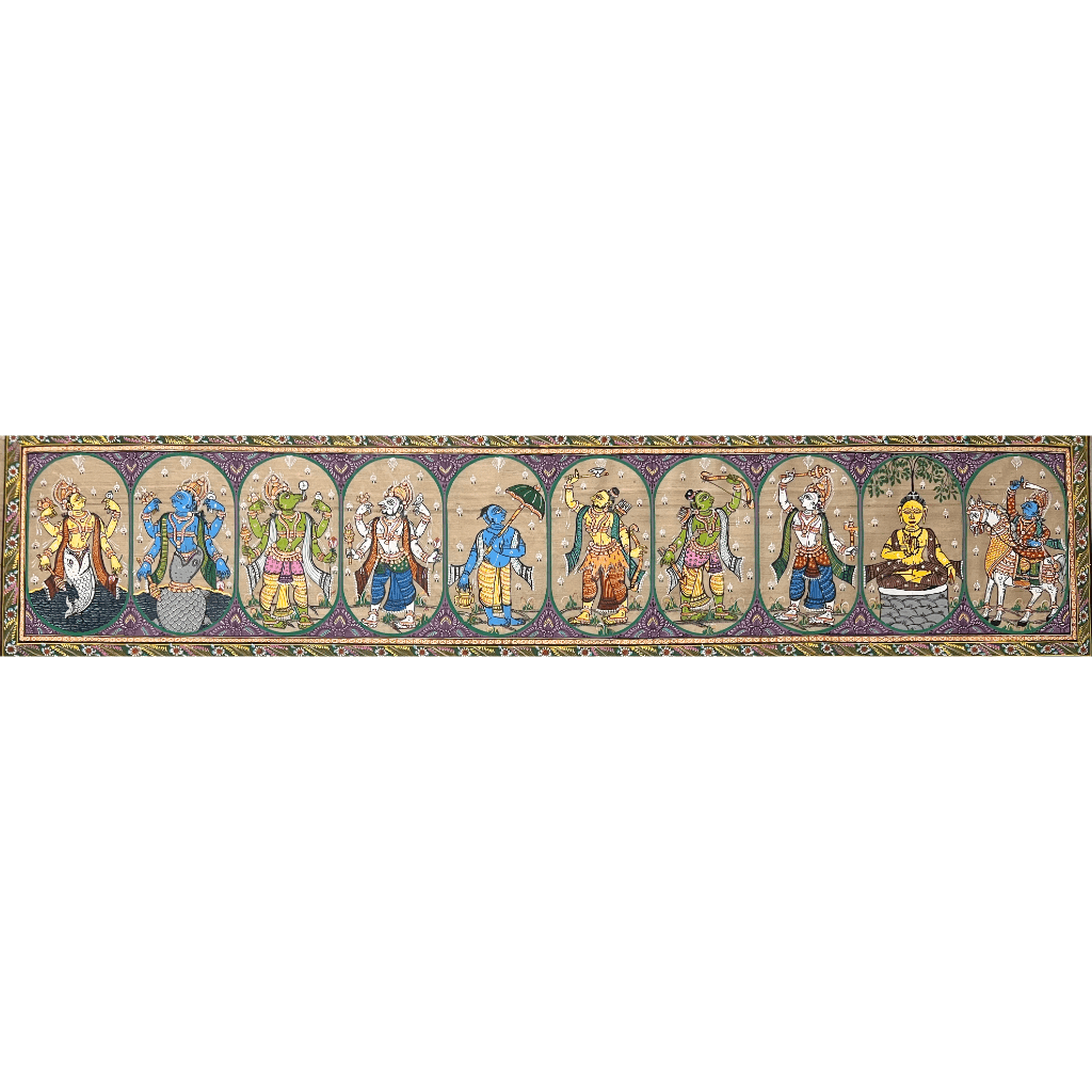 Pattachitra Painting | Shree Vishnu Dasavataar (Large Canvas) - UNFRAMED - Taalapatra