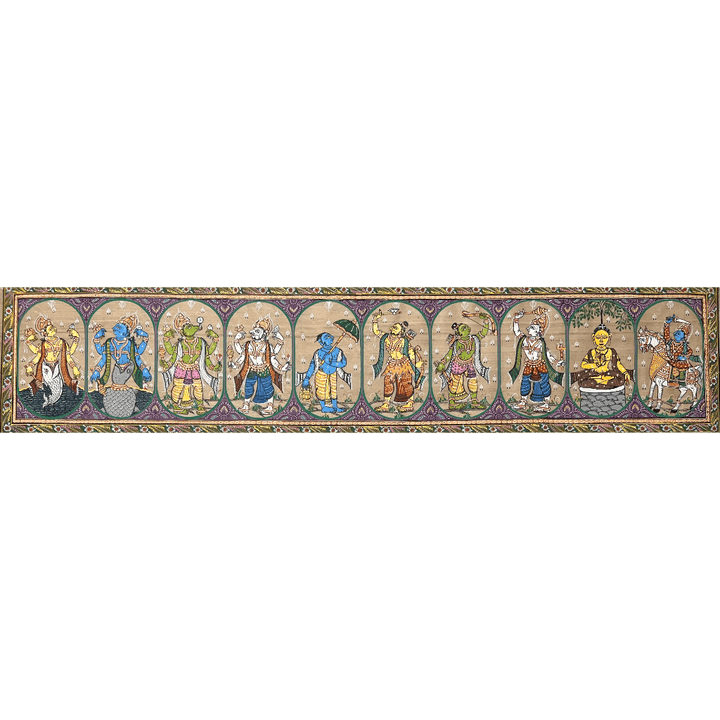 Pattachitra Painting | Shree Vishnu Dasavataar (Large Canvas) - UNFRAMED - Taalapatra