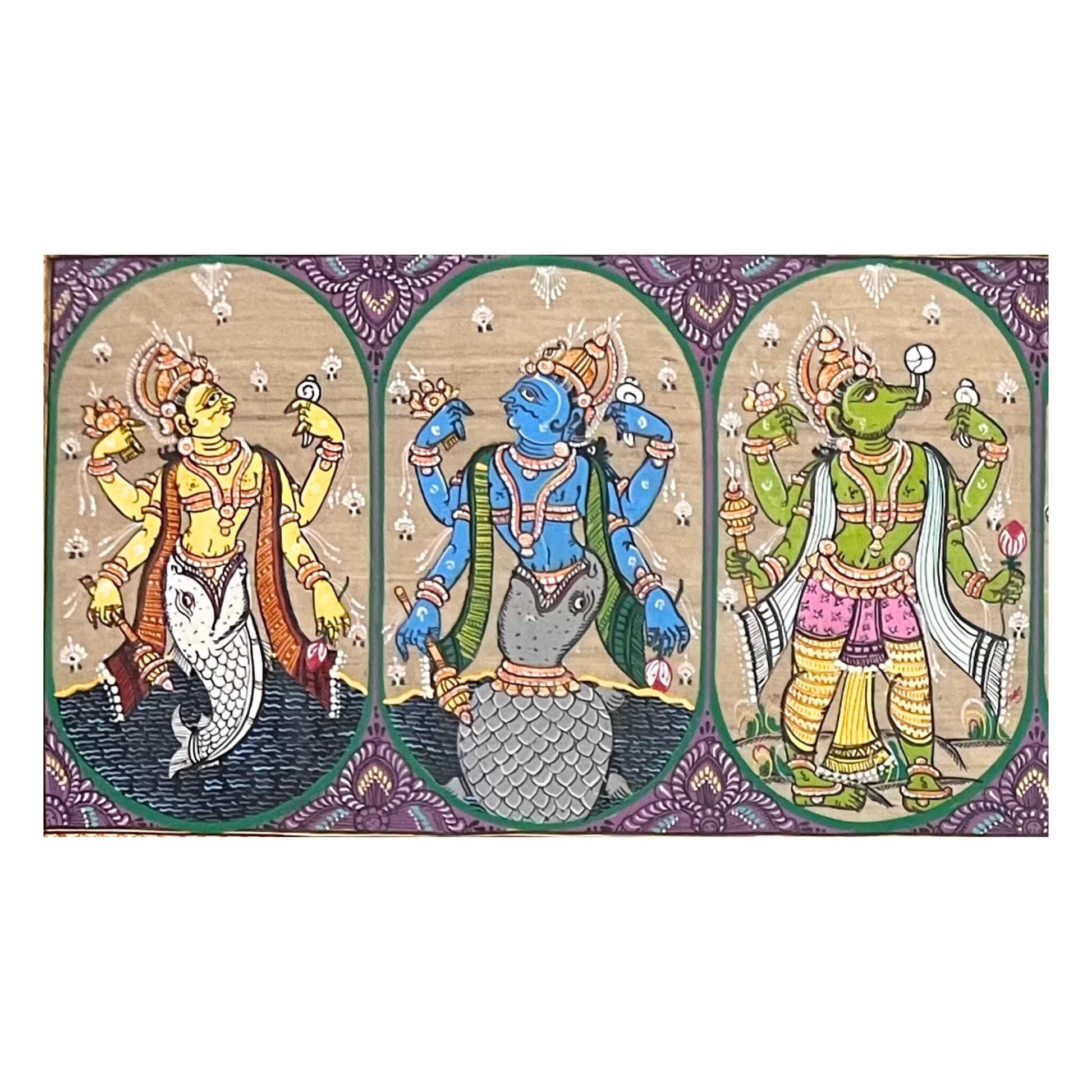 Pattachitra Painting | Shree Vishnu Dasavataar (Large Canvas) - UNFRAMED - Taalapatra Vibes