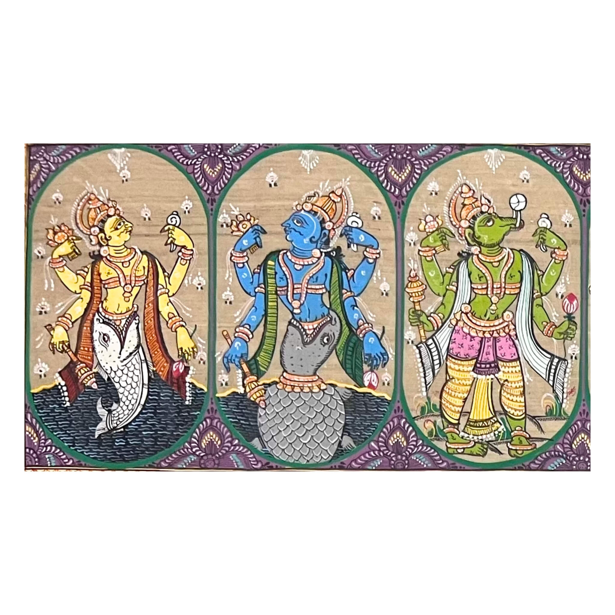 Pattachitra Painting | Shree Vishnu Dasavataar (Large Canvas) - UNFRAMED - Taalapatra Vibes