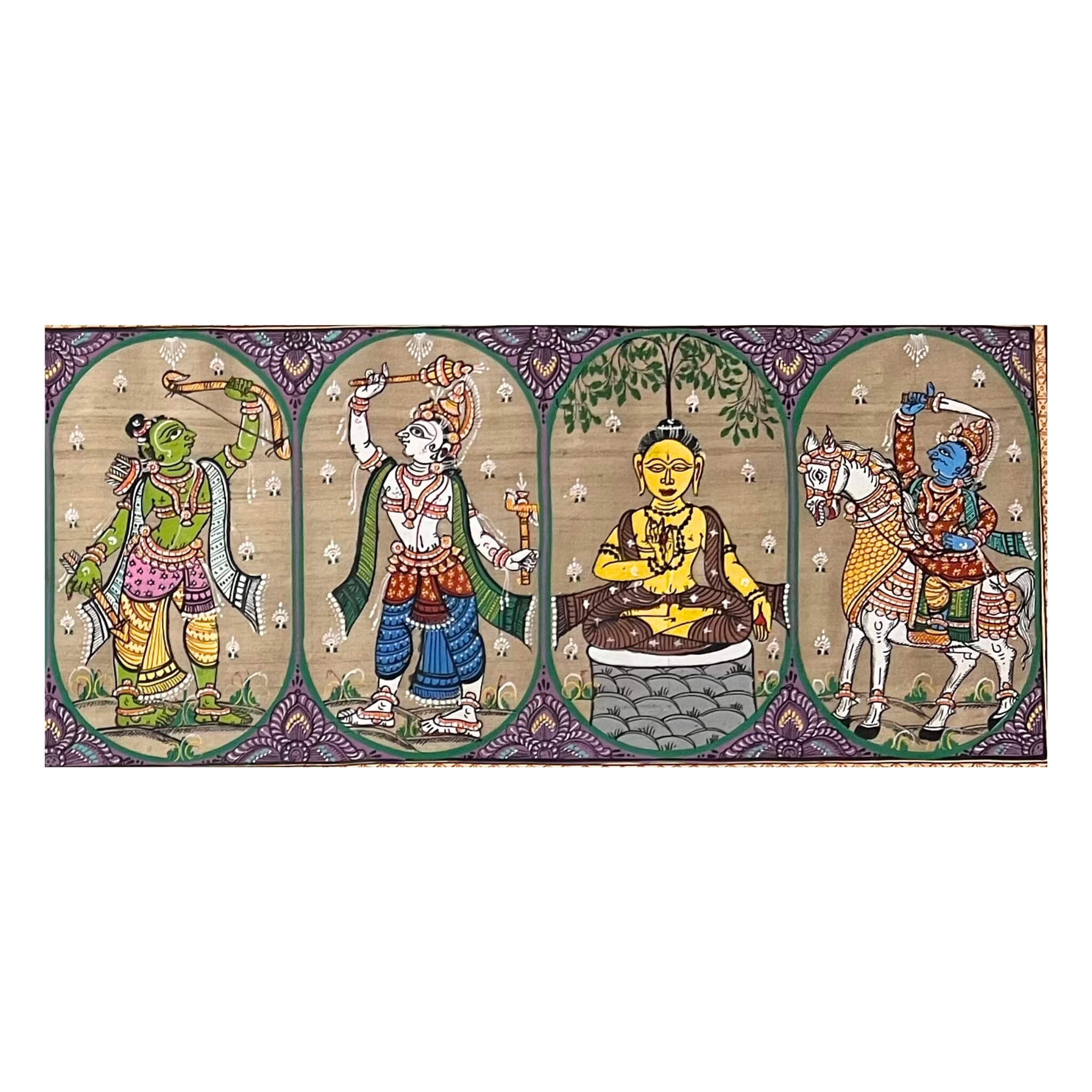Pattachitra Painting | Shree Vishnu Dasavataar (Large Canvas) - UNFRAMED - Taalapatra Vibes