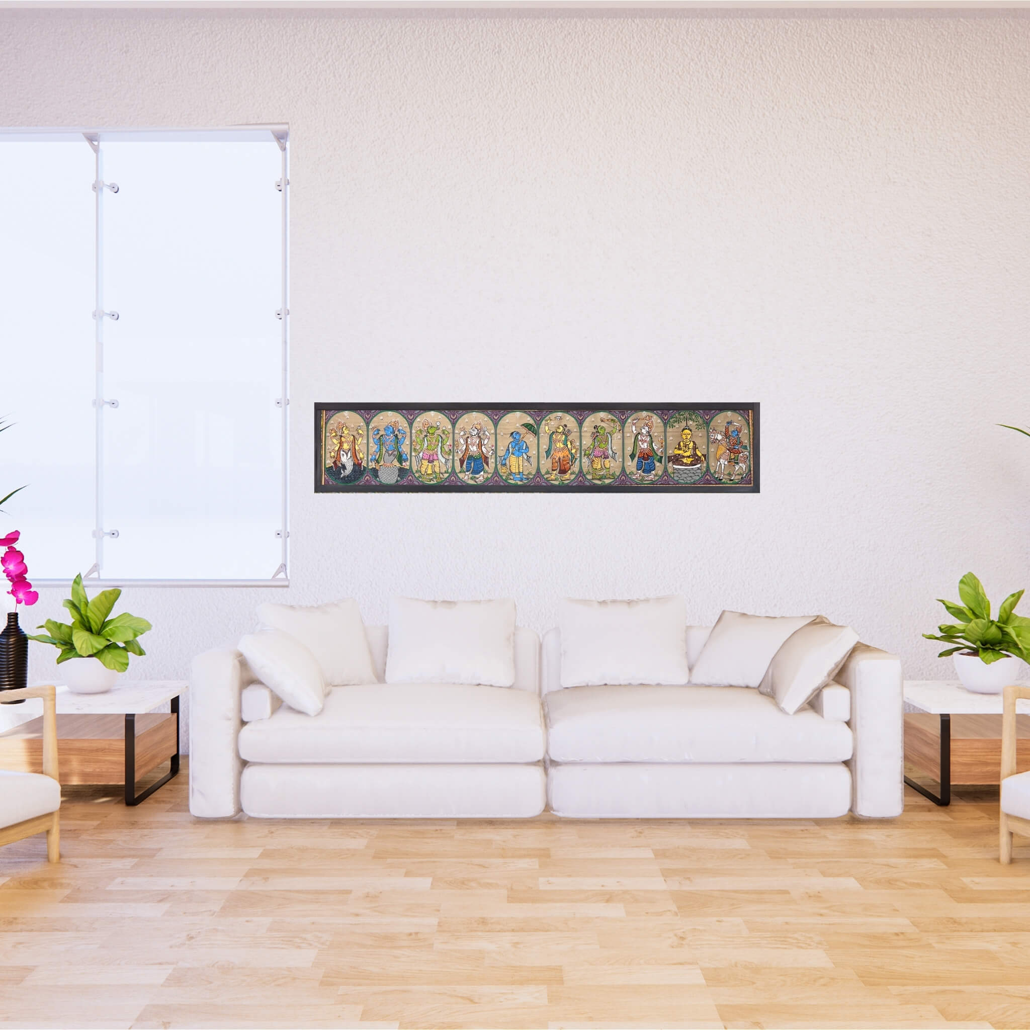 Pattachitra Painting | Shree Vishnu Dasavataar (Large Canvas) - UNFRAMED - Taalapatra Vibes