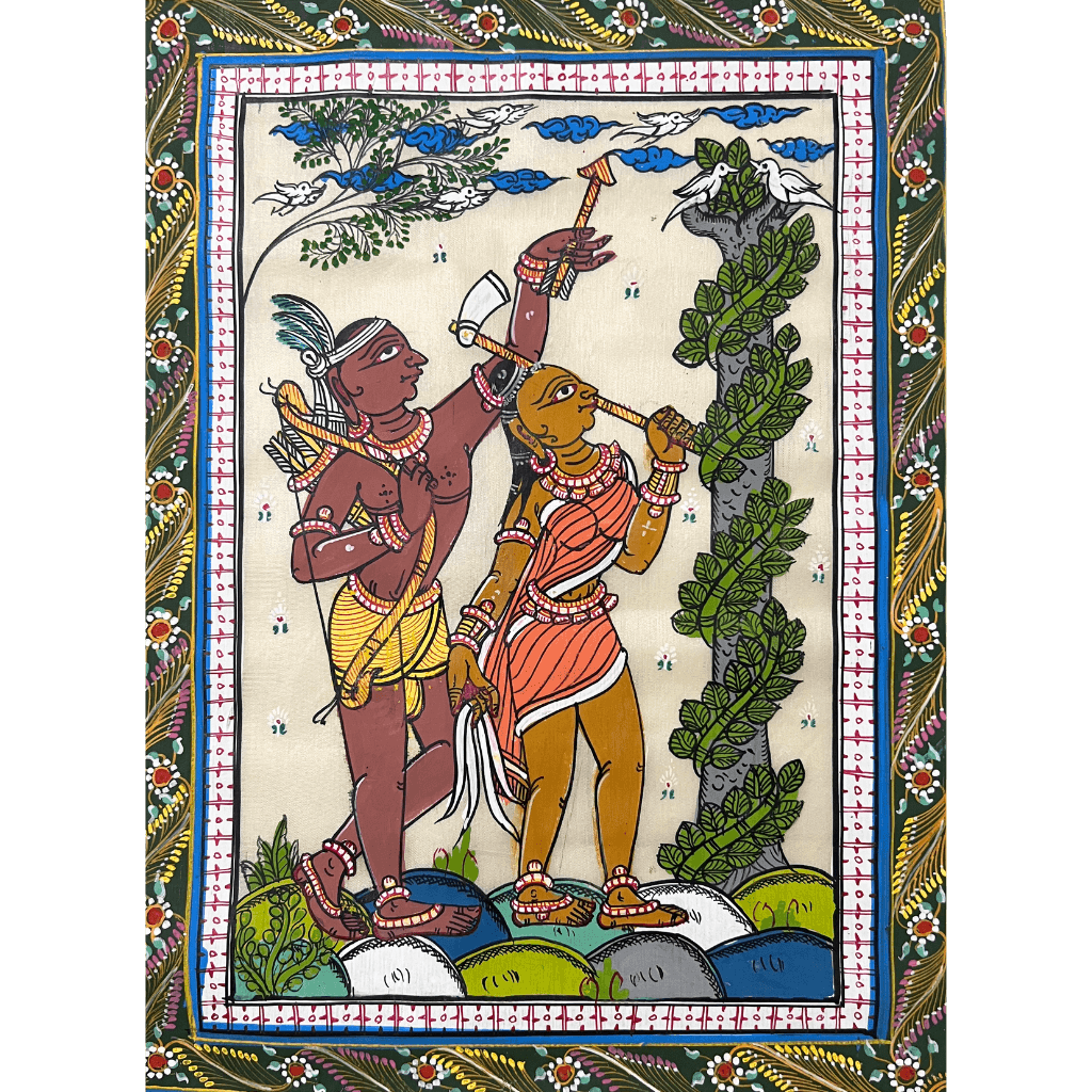 Hand Painted Pattachitra Painting | Tribal Couple - UNFRAMED - Taalapatra