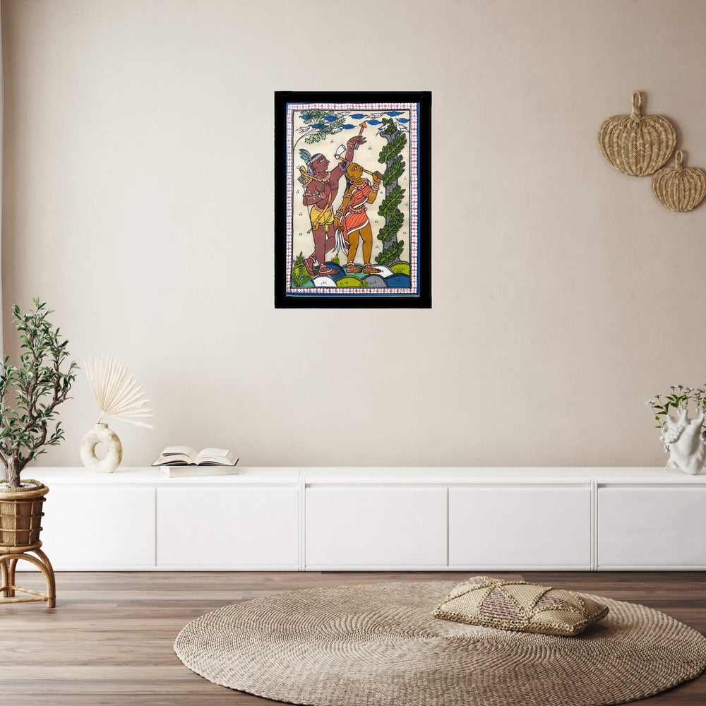 Hand Painted Pattachitra Painting | Tribal Couple - UNFRAMED - Taalapatra